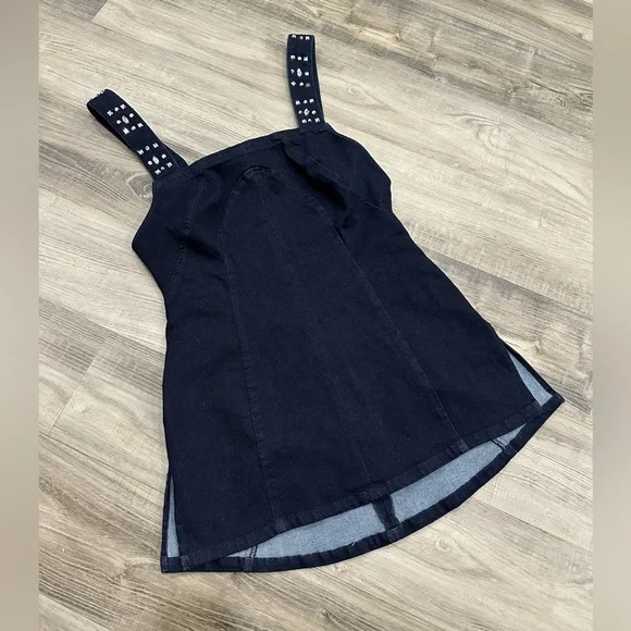 Free People Black Studded Open Back Tank Top - Picture 3 of 7